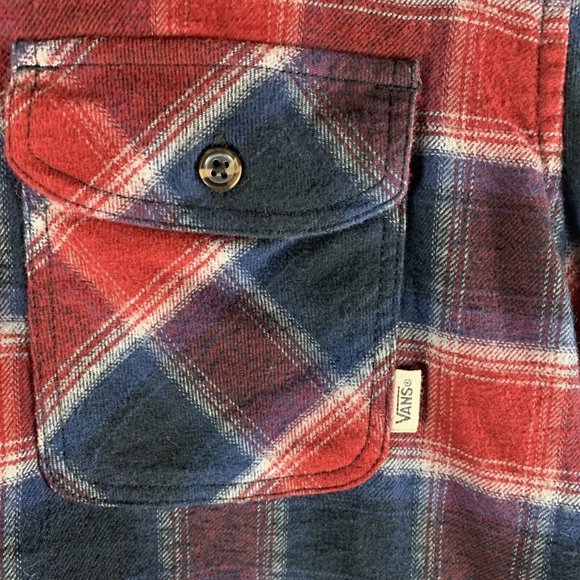 Vans Shirt Mens Medium Multicolor Checkered Flannel Cotton Tailored Fit 8418 - Picture 2 of 8